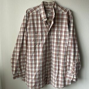 Wrangler shirt plaid button up size XL men's roasted squash and cream colored